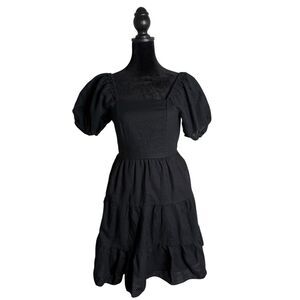 Chelsea & Violet Puff Sleeve Mini Dress‎ Tiered Open Back Milkmaid Size XS
